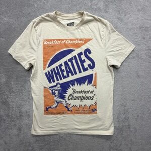 Wheaties Shirt Mens‎ M White Baseball Graphic Tee Crewneck Cotton Polyester